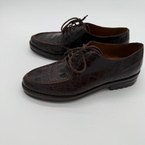 Classic Ralph Lauren Crocodile Embossed Leather Oxfords – Women’s 10B - Picture 4 of 9